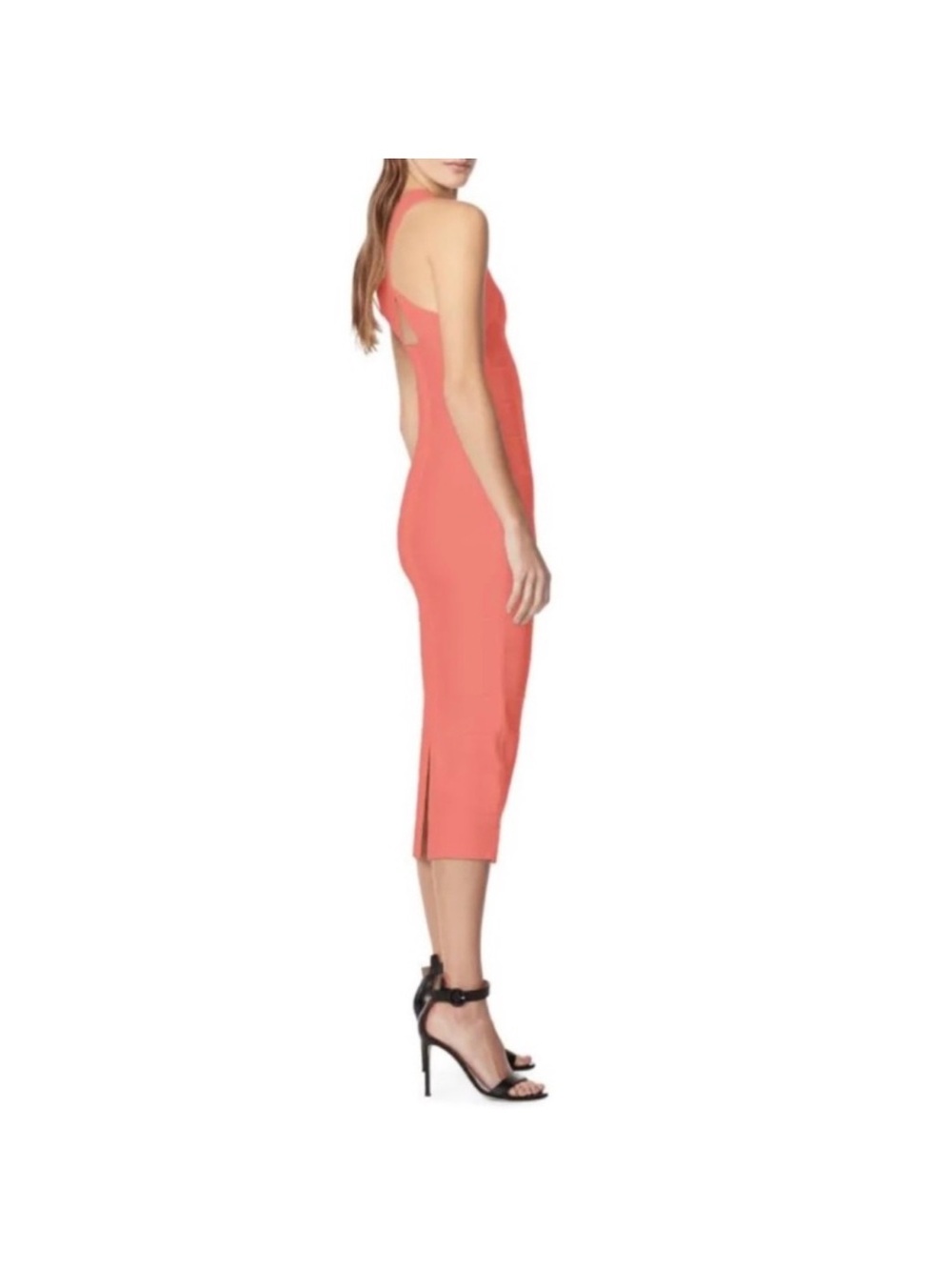 Sexy Herve Leger Paris Coral Bandage Cross Strap Midi Dress - Picture 6 of 7